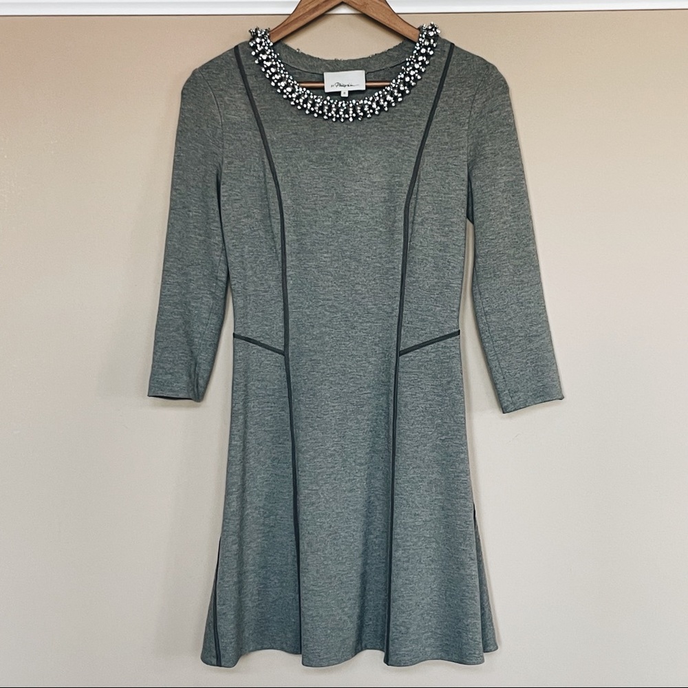 $695 PHILLIP LIM Jeweled Crystal Neck Dress